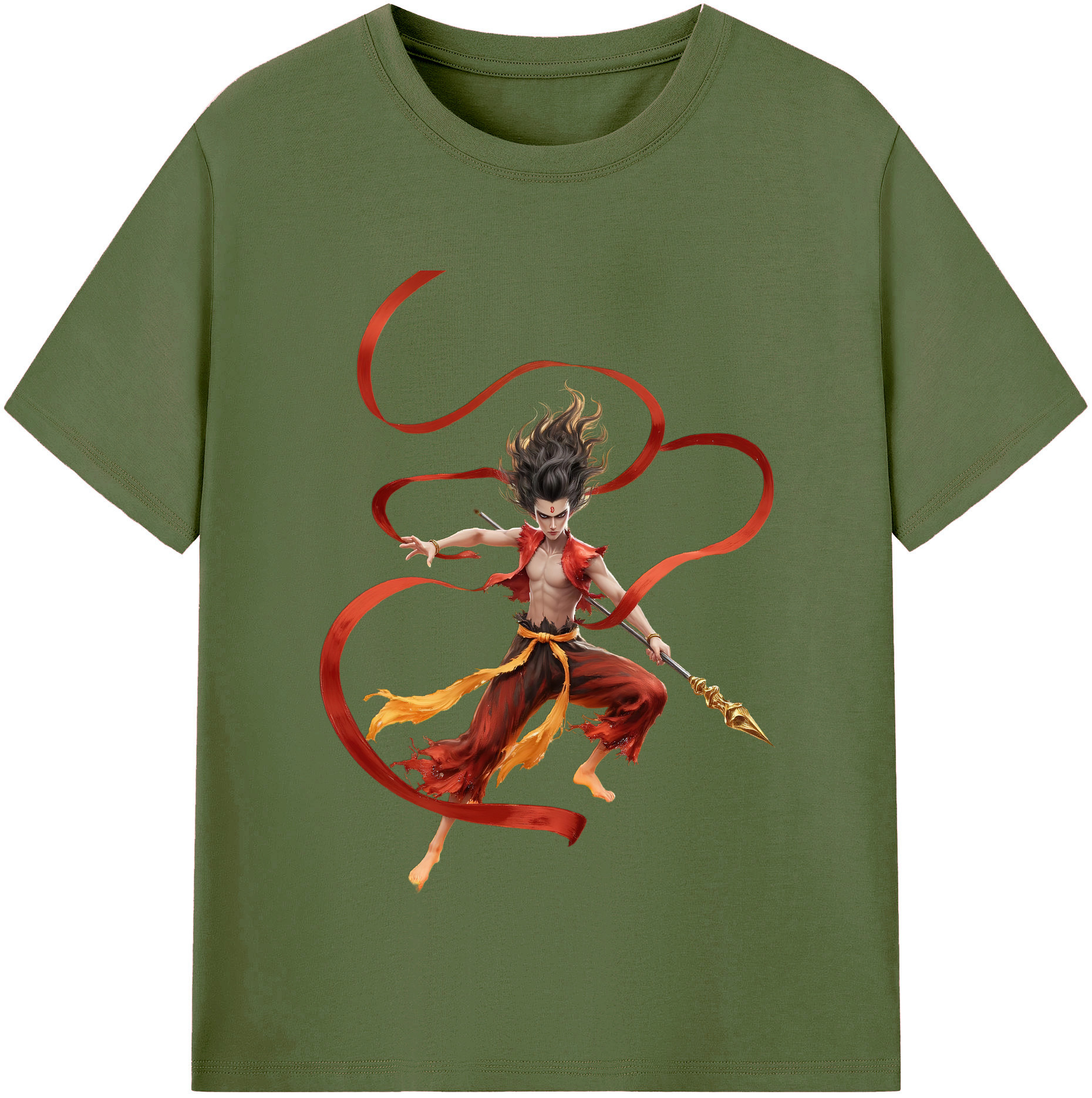 （画像用） Ne Zha 2 ナタ 魔童の大暴れ 綿100％半袖Tシャツ（フロントプリント）